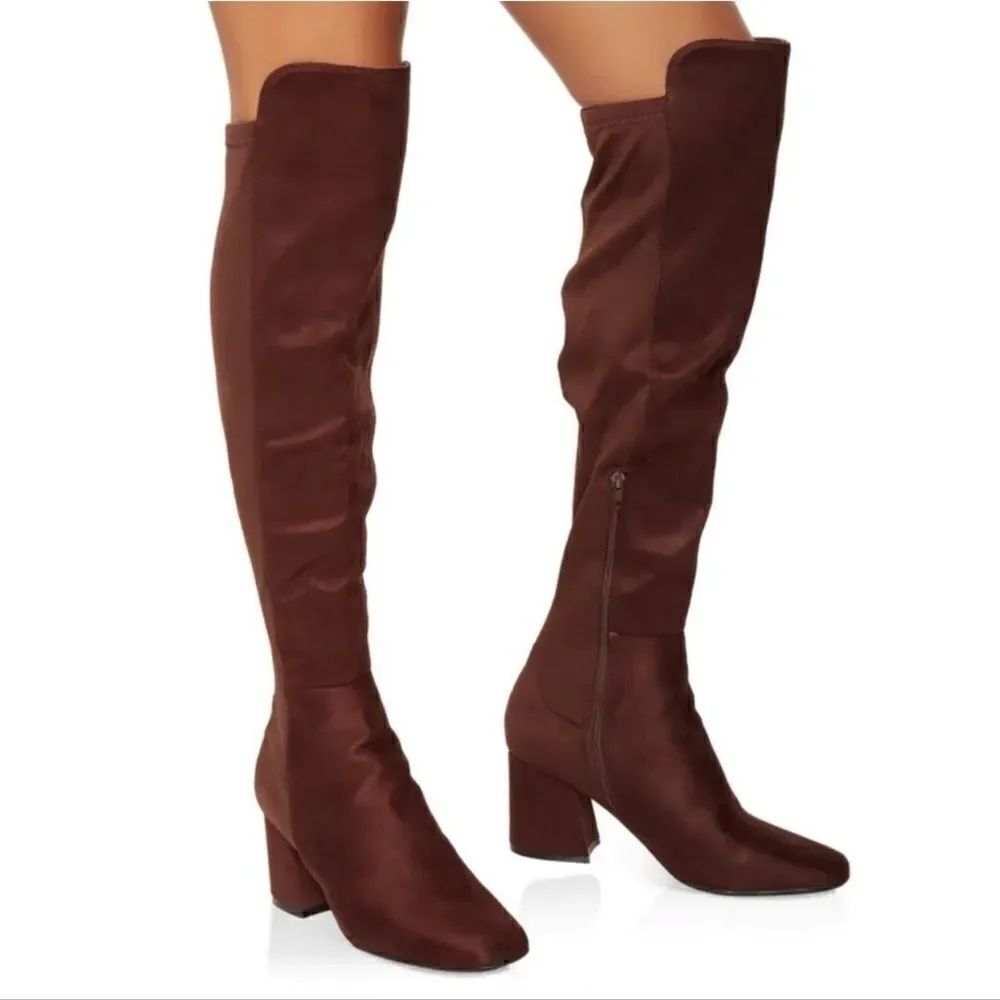 Brown Suede Over the Knee Boots